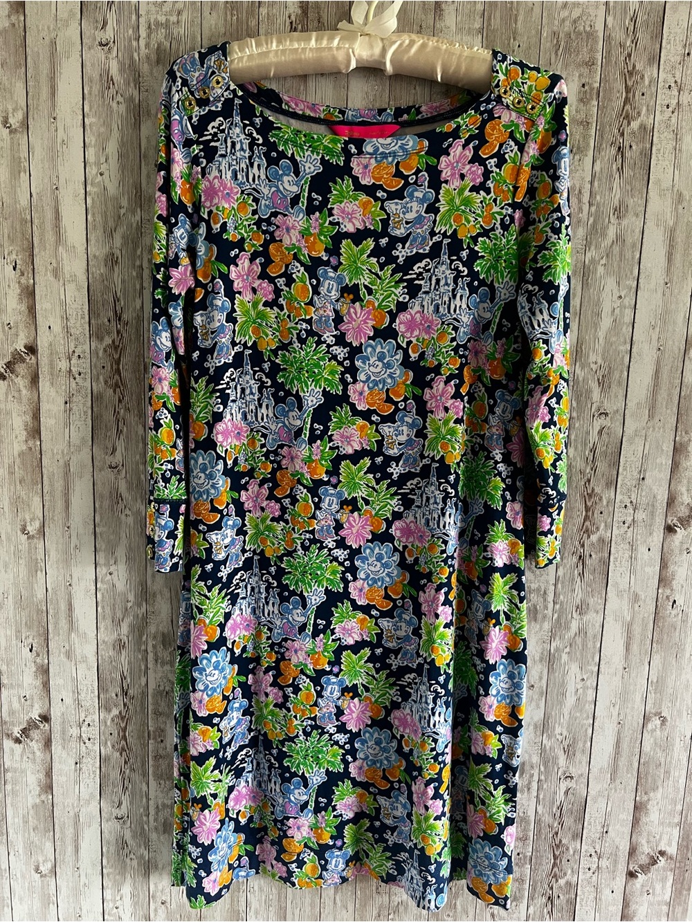 Lilly Pulitzer x Disney Mickey Minnie Mouse Sophie 3/4 Sleeve Dress Navy Medium